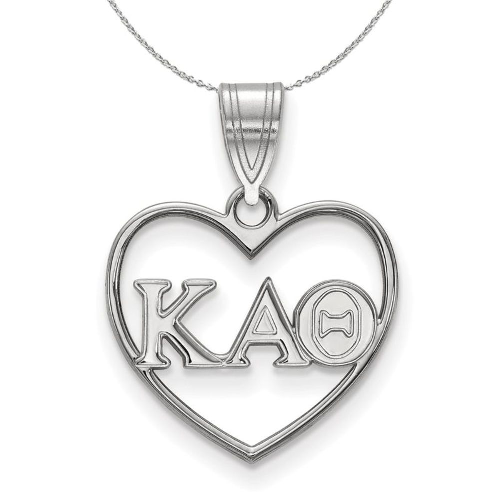 Sterling Silver Kappa Alpha Theta Heart Greek Necklace - 16 Inch